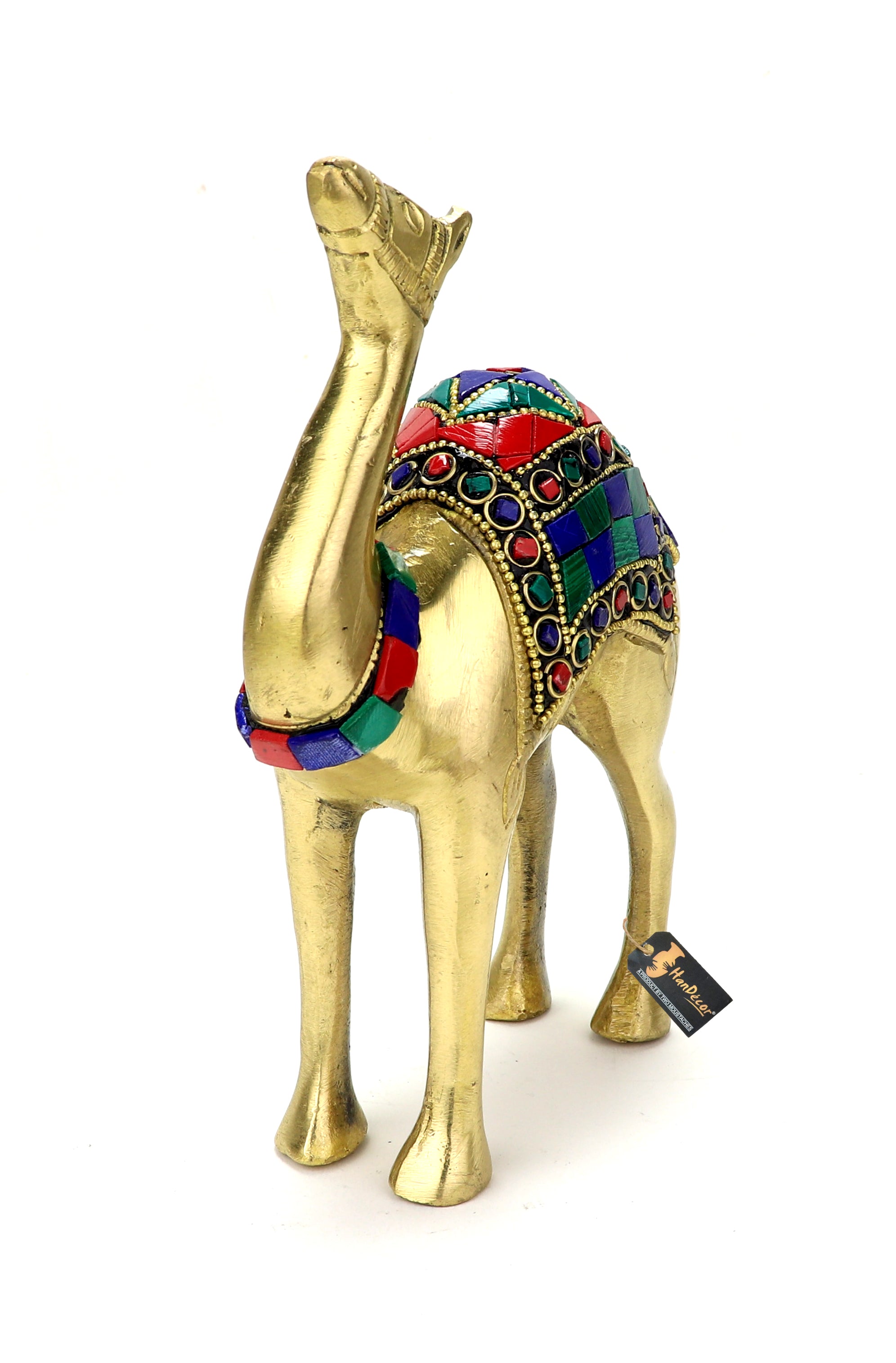 Gemstone Work 6 Inches Brass Camel Showpiece